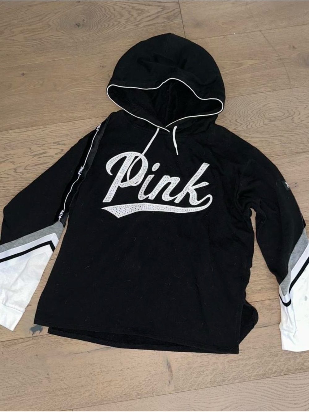 PINK Victoria's Secret Black & White Logo Hoodie